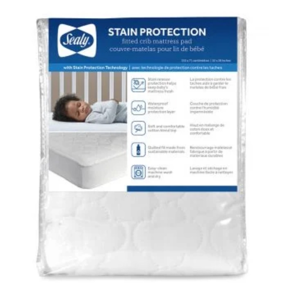 💜Sealy Stain Protection Waterproof Fitted Crib Mattress Pad